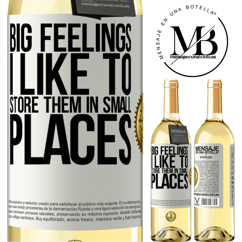 29,95 € Free Shipping | White Wine WHITE Edition Big feelings I like to store them in small places White Label. Customizable label Young wine Harvest 2022 Verdejo