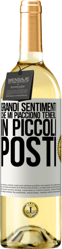 29,95 € Spedizione Gratuita | Vino bianco Edizione WHITE Grandi sentimenti che mi piacciono tenerli in piccoli posti Etichetta Bianca. Etichetta personalizzabile Vino giovane Raccogliere 2025 Verdejo