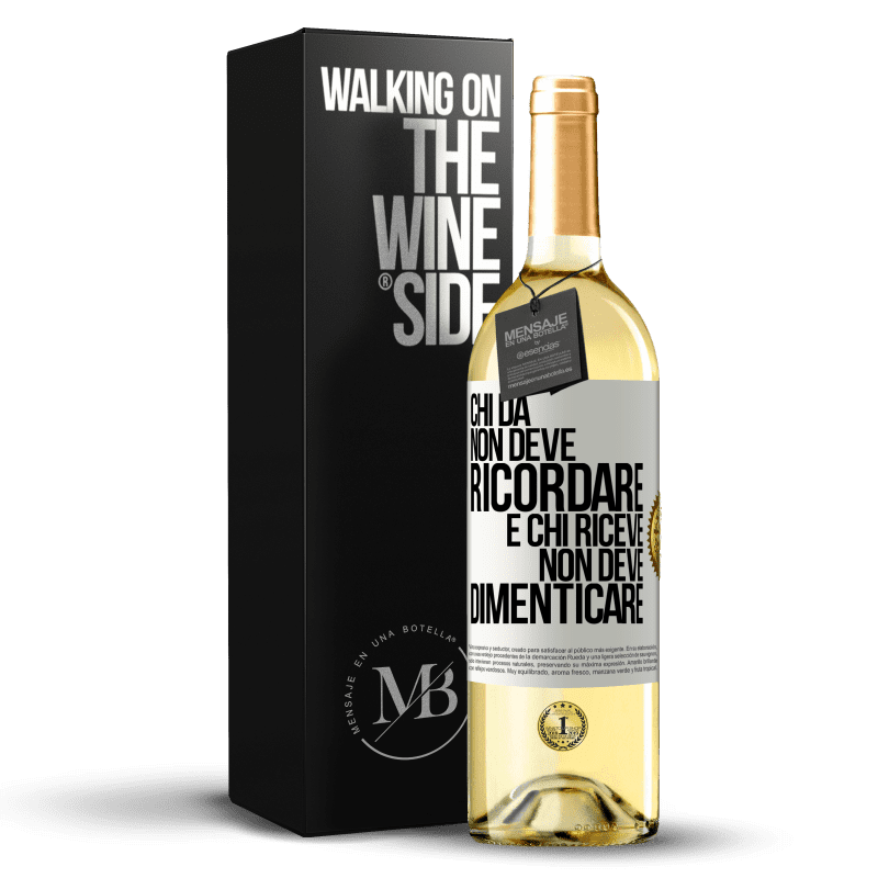 29,95 € Spedizione Gratuita | Vino bianco Edizione WHITE Chi dà non deve ricordare e chi riceve non deve dimenticare Etichetta Bianca. Etichetta personalizzabile Vino giovane Raccogliere 2024 Verdejo