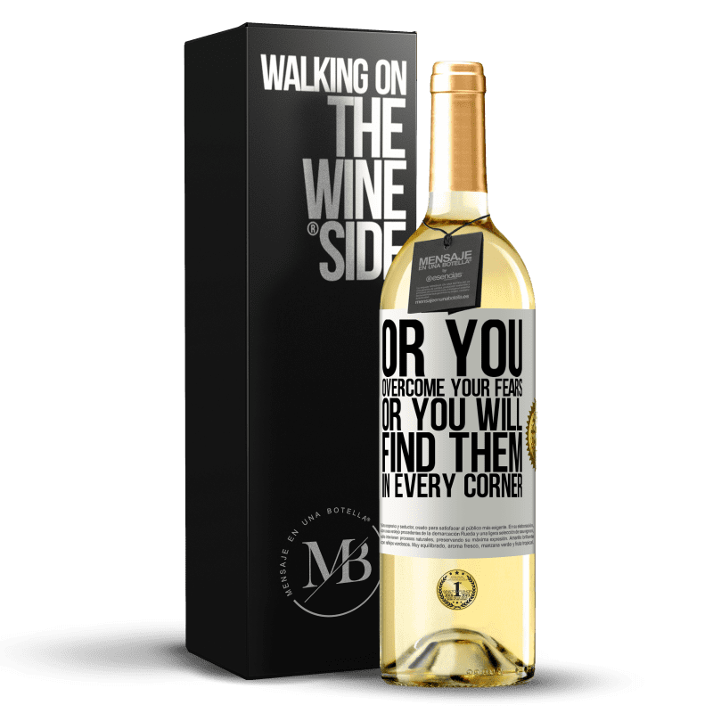 29,95 € Free Shipping | White Wine WHITE Edition Or you overcome your fears, or you will find them in every corner White Label. Customizable label Young wine Harvest 2024 Verdejo