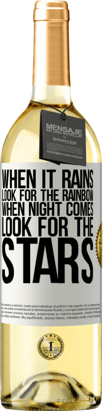 29,95 € | Белое вино Издание WHITE Когда идет дождь, ищите радугу, когда наступает ночь, ищите звезды Белая этикетка. Настраиваемая этикетка Молодое вино Урожай 2023 Verdejo
