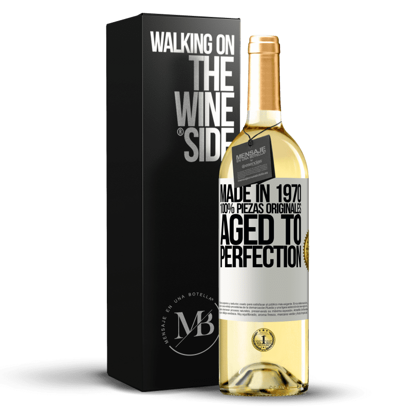 29,95 € Envío gratis | Vino Blanco Edición WHITE Made in 1970, 100% piezas originales. Aged to perfection Etiqueta Blanca. Etiqueta personalizable Vino joven Cosecha 2025 Verdejo
