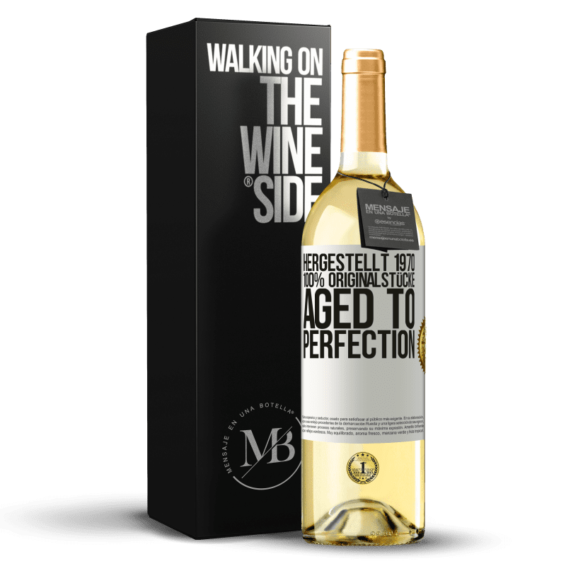 29,95 € Kostenloser Versand | Weißwein WHITE Ausgabe Hergestellt 1970, 100% Originalstücke. Aged to perfection Weißes Etikett. Anpassbares Etikett Junger Wein Ernte 2024 Verdejo