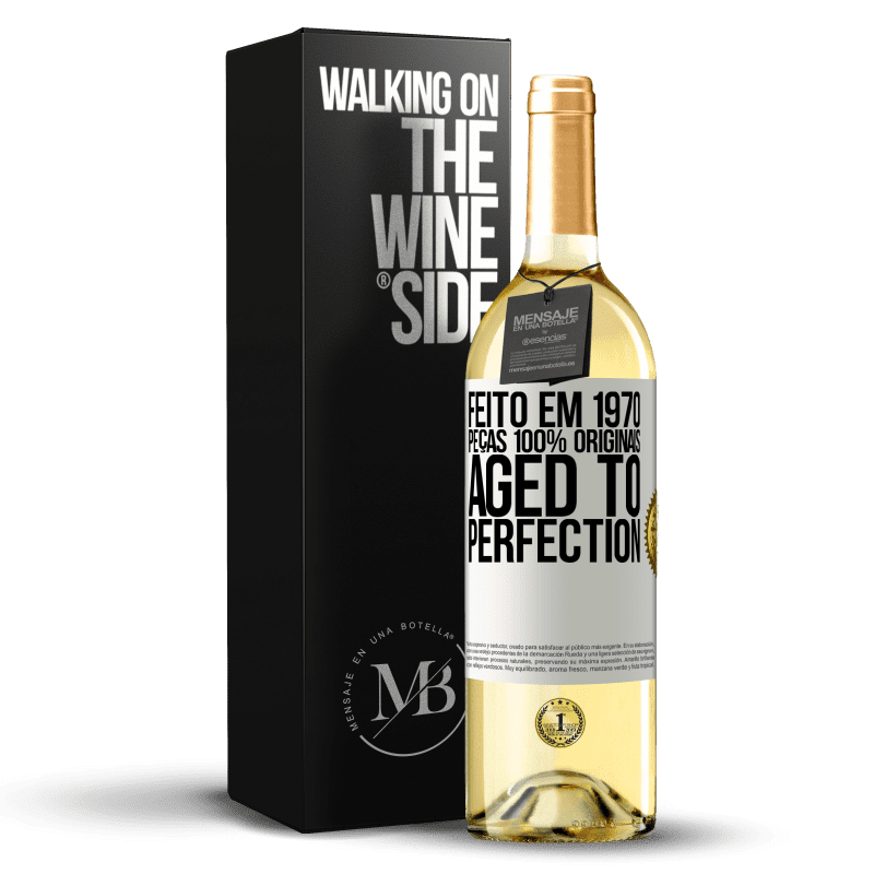 29,95 € Envio grátis | Vinho branco Edição WHITE Feito em 1970, peças 100% originais. Aged to perfection Etiqueta Branca. Etiqueta personalizável Vinho jovem Colheita 2024 Verdejo