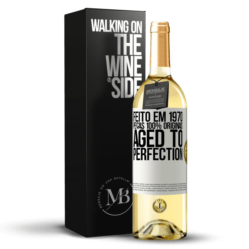 29,95 € Envio grátis | Vinho branco Edição WHITE Feito em 1970, peças 100% originais. Aged to perfection Etiqueta Branca. Etiqueta personalizável Vinho jovem Colheita 2025 Verdejo