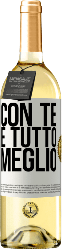 29,95 € Spedizione Gratuita | Vino bianco Edizione WHITE Con te è tutto meglio Etichetta Bianca. Etichetta personalizzabile Vino giovane Raccogliere 2025 Verdejo