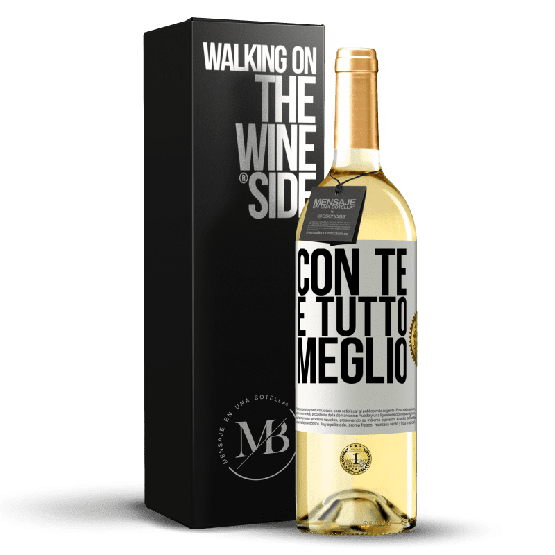 29,95 € Spedizione Gratuita | Vino bianco Edizione WHITE Con te è tutto meglio Etichetta Bianca. Etichetta personalizzabile Vino giovane Raccogliere 2024 Verdejo