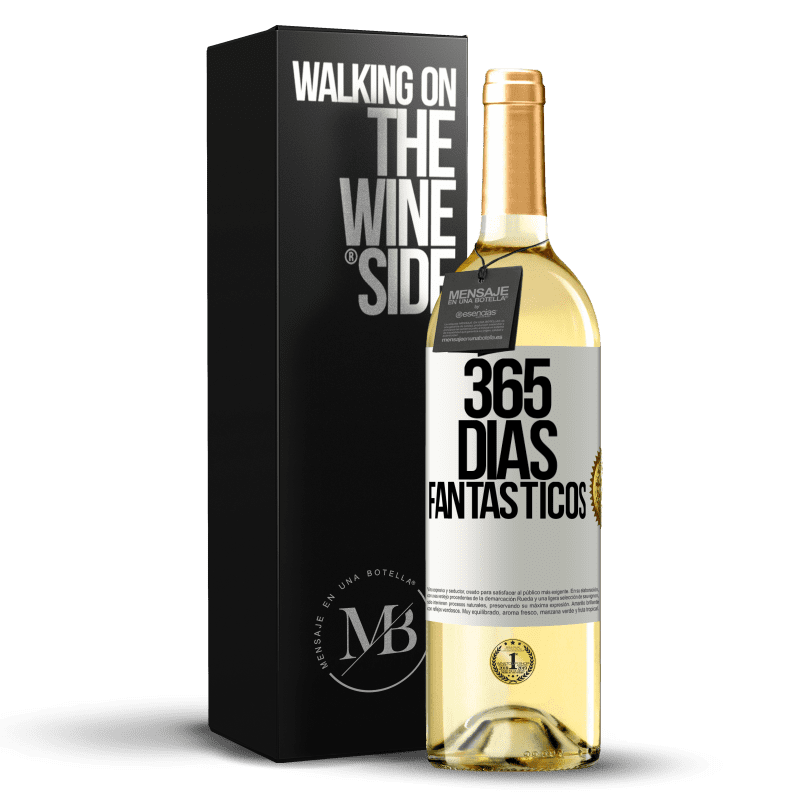 29,95 € Envío gratis | Vino Blanco Edición WHITE 365 días fantásticos Etiqueta Blanca. Etiqueta personalizable Vino joven Cosecha 2024 Verdejo