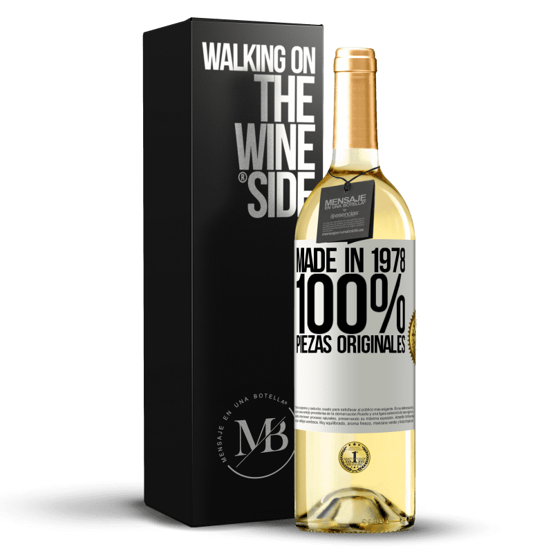 29,95 € Envío gratis | Vino Blanco Edición WHITE Made in 1978. 100% piezas originales Etiqueta Blanca. Etiqueta personalizable Vino joven Cosecha 2024 Verdejo