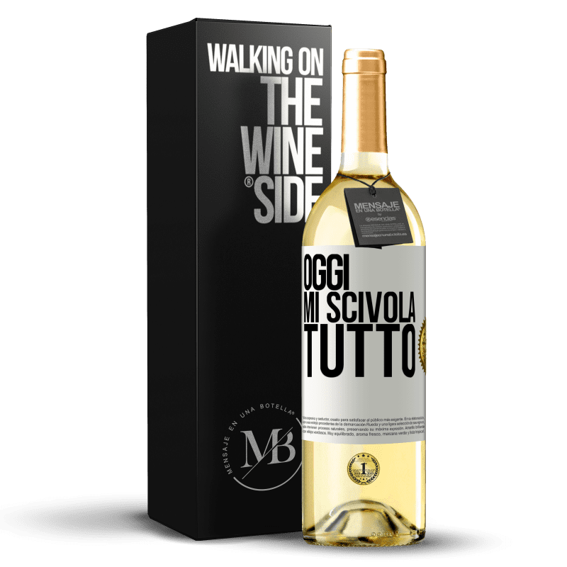 29,95 € Spedizione Gratuita | Vino bianco Edizione WHITE Oggi mi scivola tutto Etichetta Bianca. Etichetta personalizzabile Vino giovane Raccogliere 2025 Verdejo