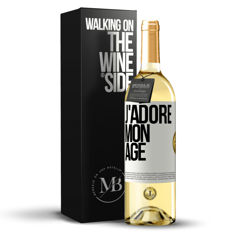 29,95 € Envoi gratuit | Vin blanc Édition WHITE J'adore mon âge Étiquette Blanche. Étiquette personnalisable Vin jeune Récolte 2024 Verdejo