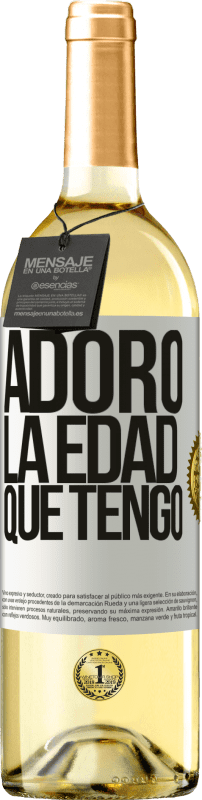 29,95 € Envío gratis | Vino Blanco Edición WHITE Adoro la edad que tengo Etiqueta Blanca. Etiqueta personalizable Vino joven Cosecha 2025 Verdejo