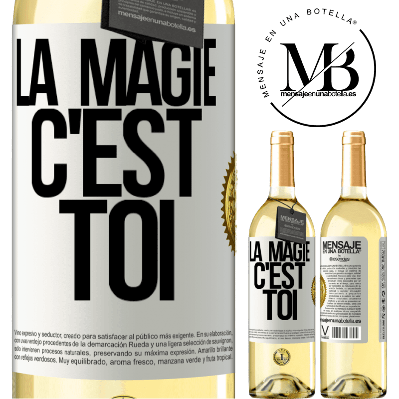 29,95 € Envoi gratuit | Vin blanc Édition WHITE La magie c'est toi Étiquette Blanche. Étiquette personnalisable Vin jeune Récolte 2024 Verdejo