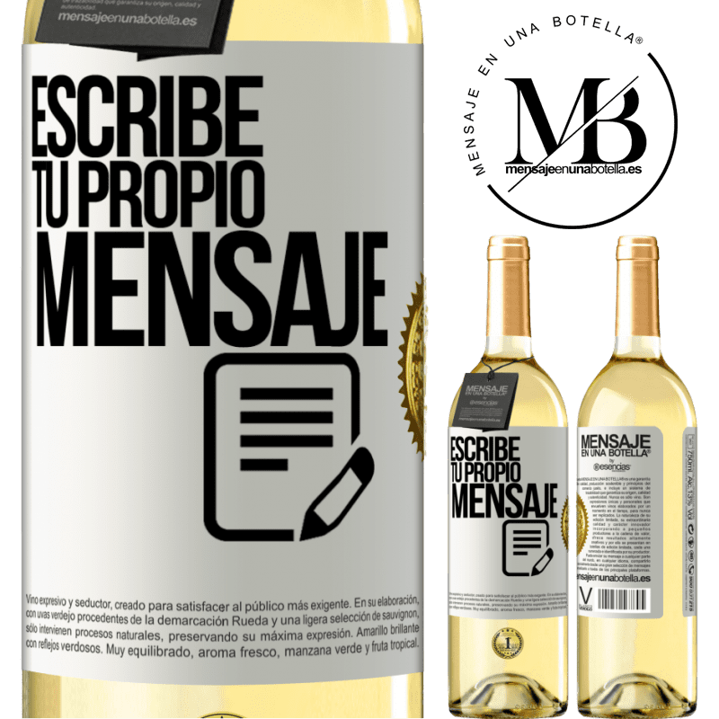 29,95 € Envío gratis | Vino Blanco Edición WHITE Escribe tu propio mensaje Etiqueta Blanca. Etiqueta personalizable Vino joven Cosecha 2024 Verdejo