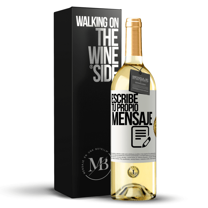 29,95 € Envío gratis | Vino Blanco Edición WHITE Escribe tu propio mensaje Etiqueta Blanca. Etiqueta personalizable Vino joven Cosecha 2024 Verdejo