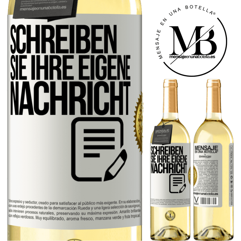 29,95 € Kostenloser Versand | Weißwein WHITE Ausgabe Schreib deine eigene Nachricht Weißes Etikett. Anpassbares Etikett Junger Wein Ernte 2024 Verdejo