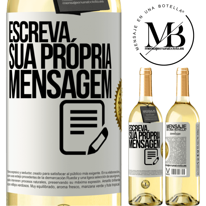 29,95 € Envio grátis | Vinho branco Edição WHITE Escreva sua própria mensagem Etiqueta Branca. Etiqueta personalizável Vinho jovem Colheita 2024 Verdejo