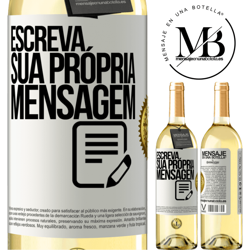 29,95 € Envio grátis | Vinho branco Edição WHITE Escreva sua própria mensagem Etiqueta Branca. Etiqueta personalizável Vinho jovem Colheita 2025 Verdejo