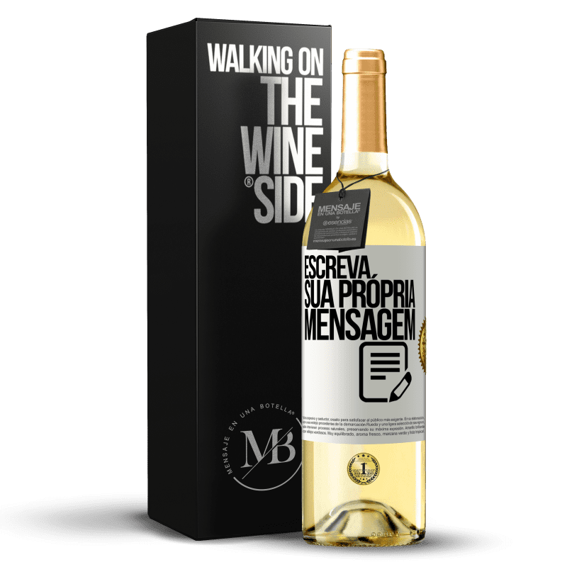 29,95 € Envio grátis | Vinho branco Edição WHITE Escreva sua própria mensagem Etiqueta Branca. Etiqueta personalizável Vinho jovem Colheita 2025 Verdejo