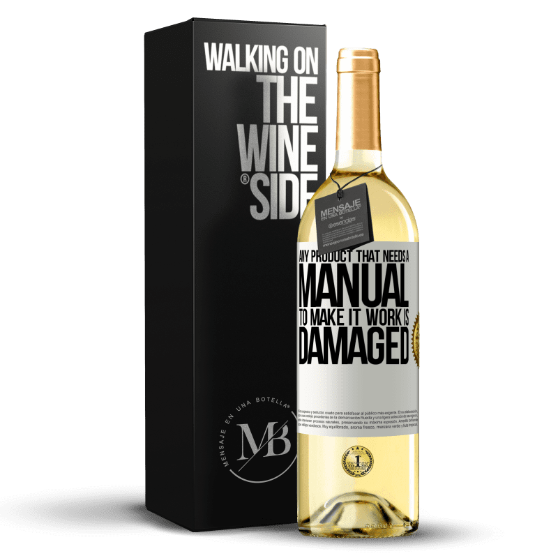 29,95 € Free Shipping | White Wine WHITE Edition Any product that needs a manual to make it work is damaged White Label. Customizable label Young wine Harvest 2023 Verdejo