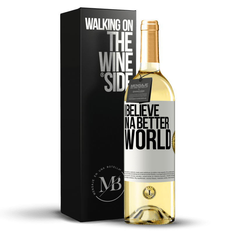 29,95 € Free Shipping | White Wine WHITE Edition I believe (IN) a better world White Label. Customizable label Young wine Harvest 2023 Verdejo