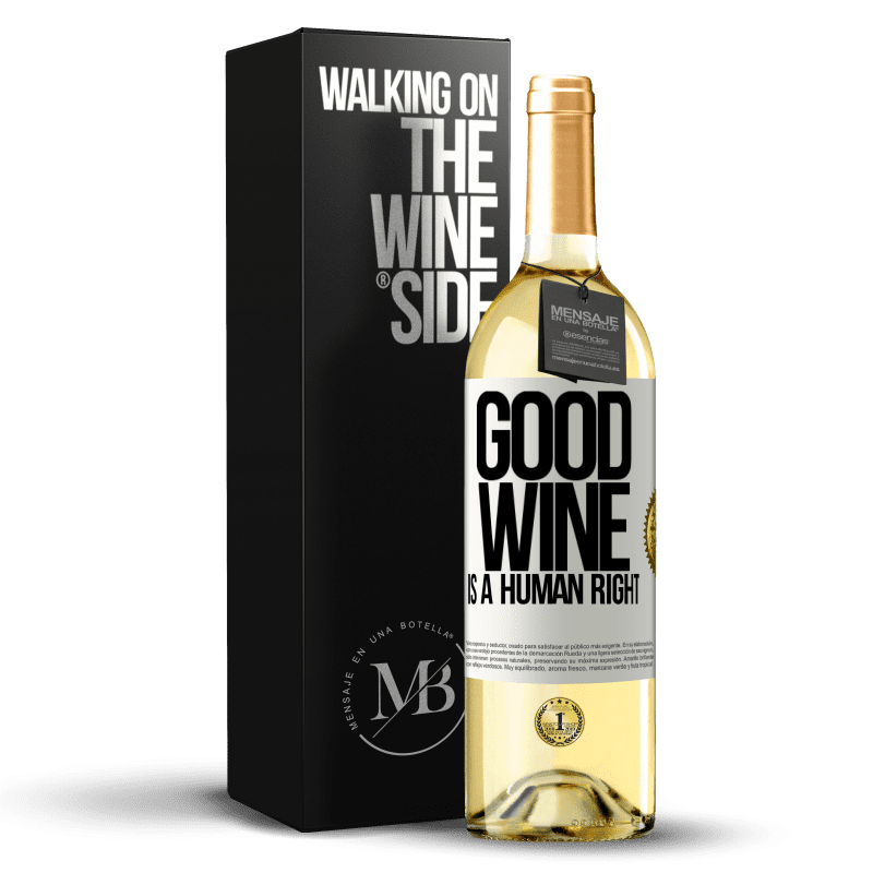 29,95 € 免费送货 | 白葡萄酒 WHITE版 Good wine is a human right 白标. 可自定义的标签 青年酒 收成 2023 Verdejo