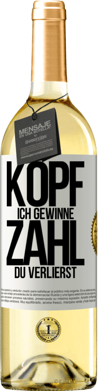 29,95 € | Weißwein WHITE Ausgabe Kopf ich gewinne, Zahl du verlierst Weißes Etikett. Anpassbares Etikett Junger Wein Ernte 2023 Verdejo