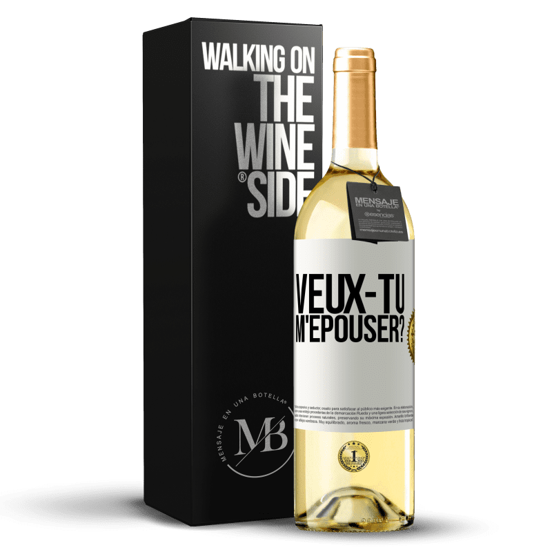 29,95 € Envoi gratuit | Vin blanc Édition WHITE Veux-tu m'épouser? Étiquette Blanche. Étiquette personnalisable Vin jeune Récolte 2023 Verdejo