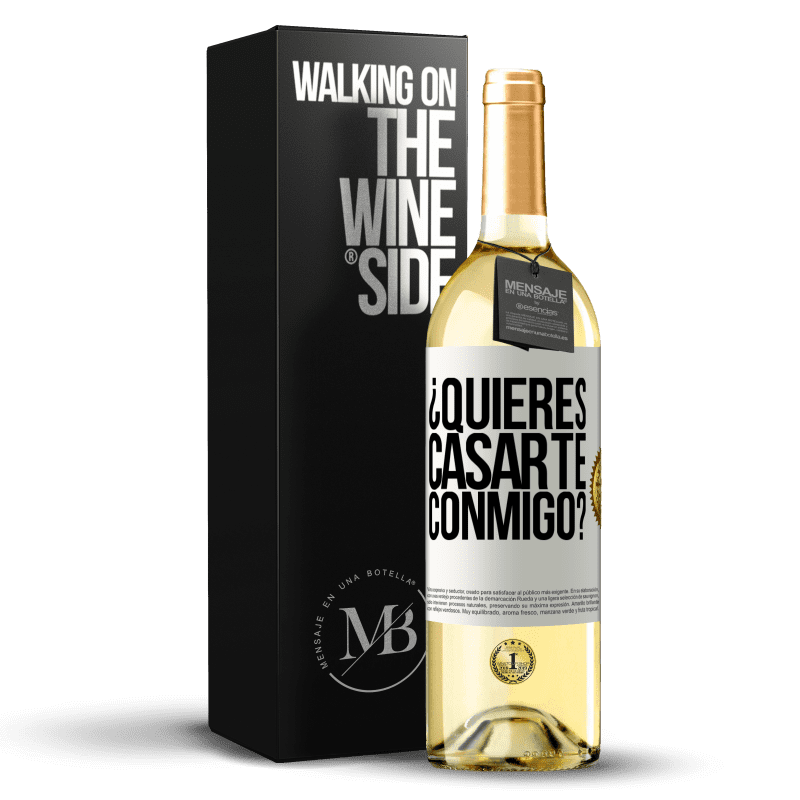 29,95 € Envío gratis | Vino Blanco Edición WHITE ¿Quieres casarte conmigo? Etiqueta Blanca. Etiqueta personalizable Vino joven Cosecha 2023 Verdejo