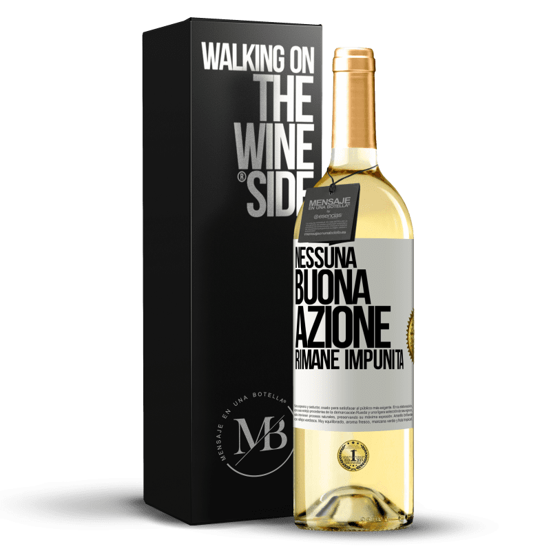 29,95 € Spedizione Gratuita | Vino bianco Edizione WHITE Nessuna buona azione rimane impunita Etichetta Bianca. Etichetta personalizzabile Vino giovane Raccogliere 2023 Verdejo