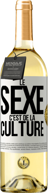 Envoi gratuit | Vin blanc Édition WHITE Le sexe c'est de la culture Étiquette Blanche. Étiquette personnalisable Vin jeune Récolte 2023 Verdejo