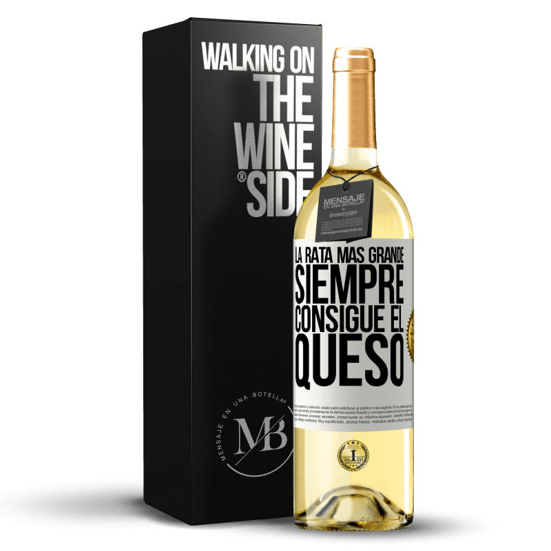 29,95 € Envío gratis | Vino Blanco Edición WHITE La rata más grande siempre consigue el queso Etiqueta Blanca. Etiqueta personalizable Vino joven Cosecha 2023 Verdejo