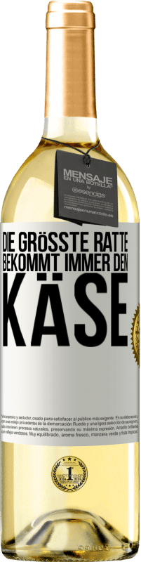 Kostenloser Versand | Weißwein WHITE Ausgabe Die größte Ratte bekommt immer den Käse Weißes Etikett. Anpassbares Etikett Junger Wein Ernte 2023 Verdejo