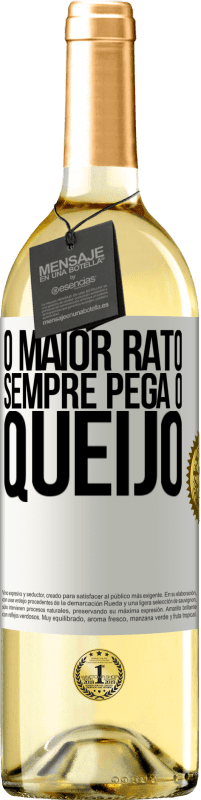 Envio grátis | Vinho branco Edição WHITE O maior rato sempre pega o queijo Etiqueta Branca. Etiqueta personalizável Vinho jovem Colheita 2023 Verdejo