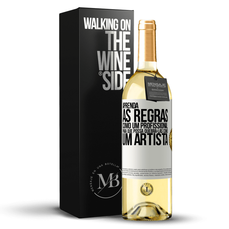 29,95 € Envio grátis | Vinho branco Edição WHITE Aprenda as regras como um profissional para que possa quebrá-las como um artista Etiqueta Branca. Etiqueta personalizável Vinho jovem Colheita 2024 Verdejo