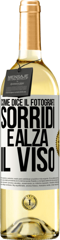 29,95 € Spedizione Gratuita | Vino bianco Edizione WHITE Come dice il fotografo, sorridi e alza il viso Etichetta Bianca. Etichetta personalizzabile Vino giovane Raccogliere 2023 Verdejo