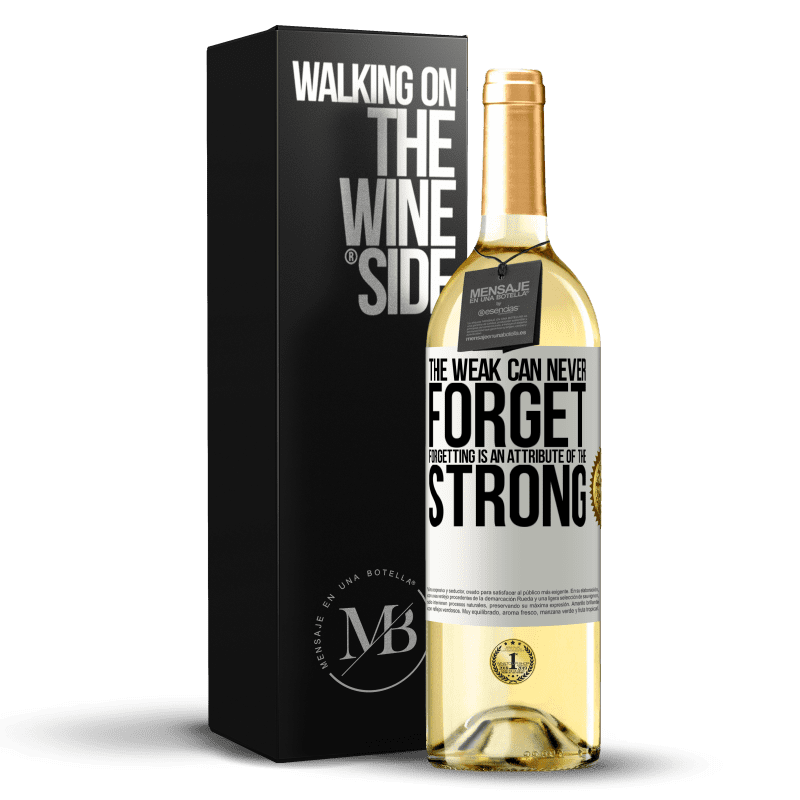 29,95 € Free Shipping | White Wine WHITE Edition The weak can never forget. Forgetting is an attribute of the strong White Label. Customizable label Young wine Harvest 2023 Verdejo