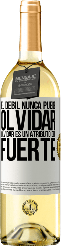 29,95 € Envío gratis | Vino Blanco Edición WHITE El débil nunca puede olvidar. Olvidar es un atributo del fuerte Etiqueta Blanca. Etiqueta personalizable Vino joven Cosecha 2025 Verdejo