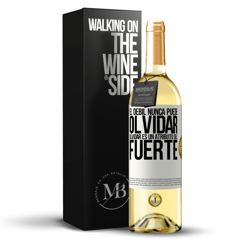 29,95 € Envío gratis | Vino Blanco Edición WHITE El débil nunca puede olvidar. Olvidar es un atributo del fuerte Etiqueta Blanca. Etiqueta personalizable Vino joven Cosecha 2025 Verdejo