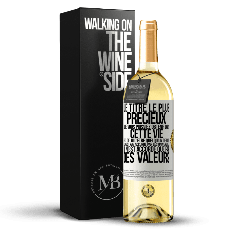 29,95 € Envoi gratuit | Vin blanc Édition WHITE Le titre le plus précieux que vous puissiez obtenir dans cette vie est celui d'être quelqu'un de bien, il n'est pas accordé par Étiquette Blanche. Étiquette personnalisable Vin jeune Récolte 2023 Verdejo