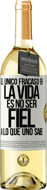 Envío gratis | Vino Blanco Edición WHITE El único fracaso en la vida es no ser fiel a lo que uno sabe Etiqueta Blanca. Etiqueta personalizable Vino joven Cosecha 2023 Verdejo