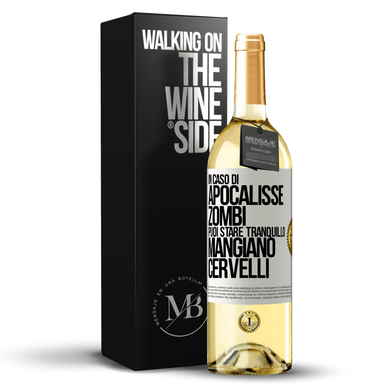 29,95 € Spedizione Gratuita | Vino bianco Edizione WHITE In caso di apocalisse zombi puoi stare tranquillo, mangiano cervelli Etichetta Bianca. Etichetta personalizzabile Vino giovane Raccogliere 2024 Verdejo