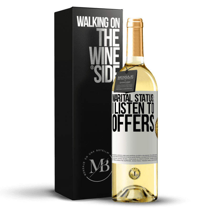 29,95 € Free Shipping | White Wine WHITE Edition Marital status: I listen to offers White Label. Customizable label Young wine Harvest 2023 Verdejo