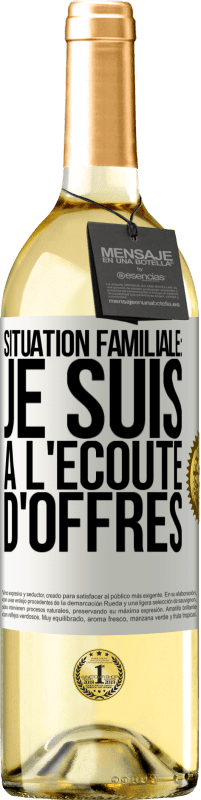 29,95 € Envoi gratuit | Vin blanc Édition WHITE Situation familiale: je suis à l'écoute d'offres Étiquette Blanche. Étiquette personnalisable Vin jeune Récolte 2025 Verdejo