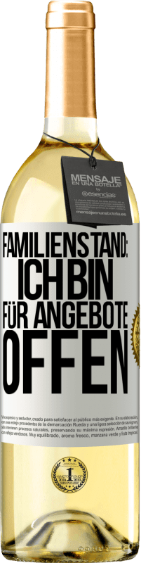 29,95 € Kostenloser Versand | Weißwein WHITE Ausgabe Familienstand: Ich bin für Angebote offen Weißes Etikett. Anpassbares Etikett Junger Wein Ernte 2023 Verdejo