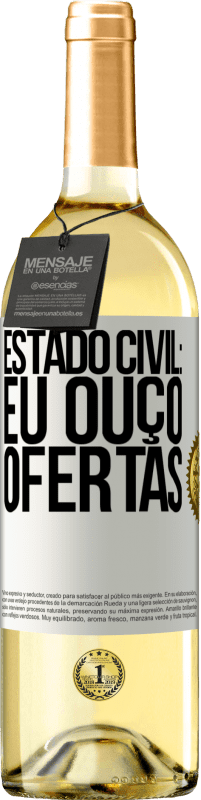 29,95 € Envio grátis | Vinho branco Edição WHITE Estado civil: eu ouço ofertas Etiqueta Branca. Etiqueta personalizável Vinho jovem Colheita 2023 Verdejo