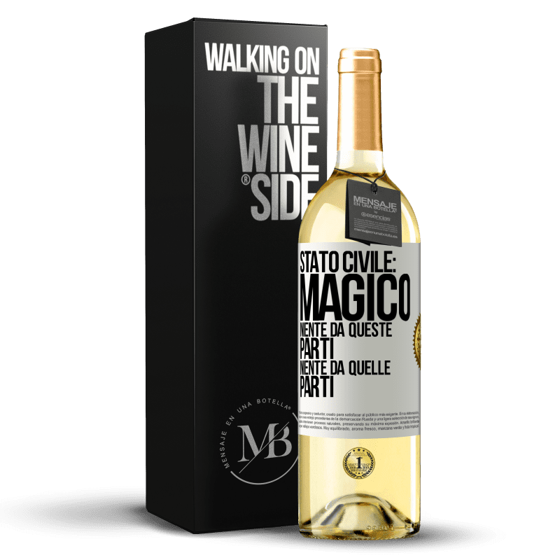 29,95 € Spedizione Gratuita | Vino bianco Edizione WHITE Stato civile: magico. Niente da queste parti, niente da quelle parti Etichetta Bianca. Etichetta personalizzabile Vino giovane Raccogliere 2024 Verdejo