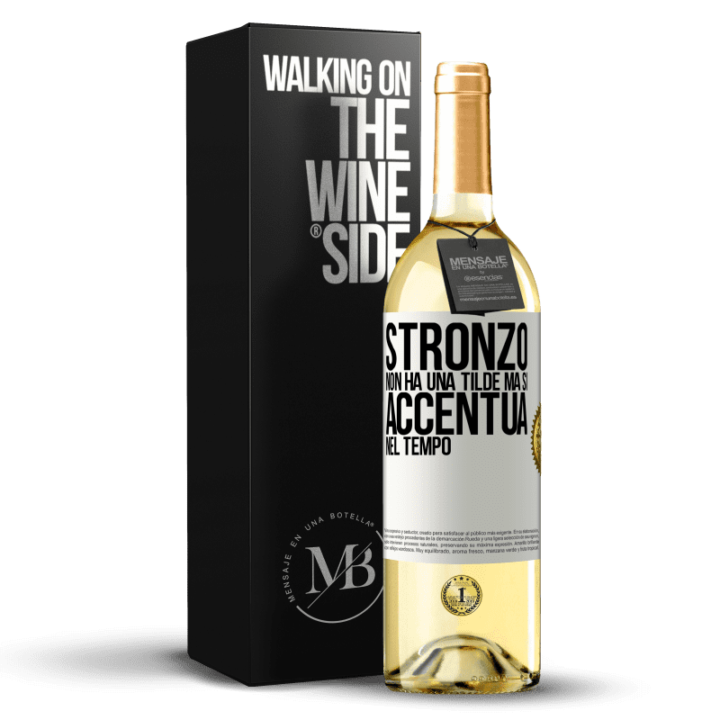 29,95 € Spedizione Gratuita | Vino bianco Edizione WHITE Stronzo non ha una tilde, ma si accentua nel tempo Etichetta Bianca. Etichetta personalizzabile Vino giovane Raccogliere 2023 Verdejo