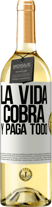 Envío gratis | Vino Blanco Edición WHITE La vida cobra y paga todo Etiqueta Blanca. Etiqueta personalizable Vino joven Cosecha 2023 Verdejo