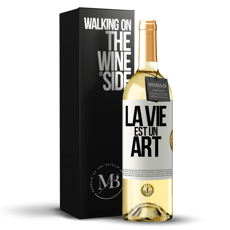 29,95 € Envoi gratuit | Vin blanc Édition WHITE La vie est un art Étiquette Blanche. Étiquette personnalisable Vin jeune Récolte 2023 Verdejo